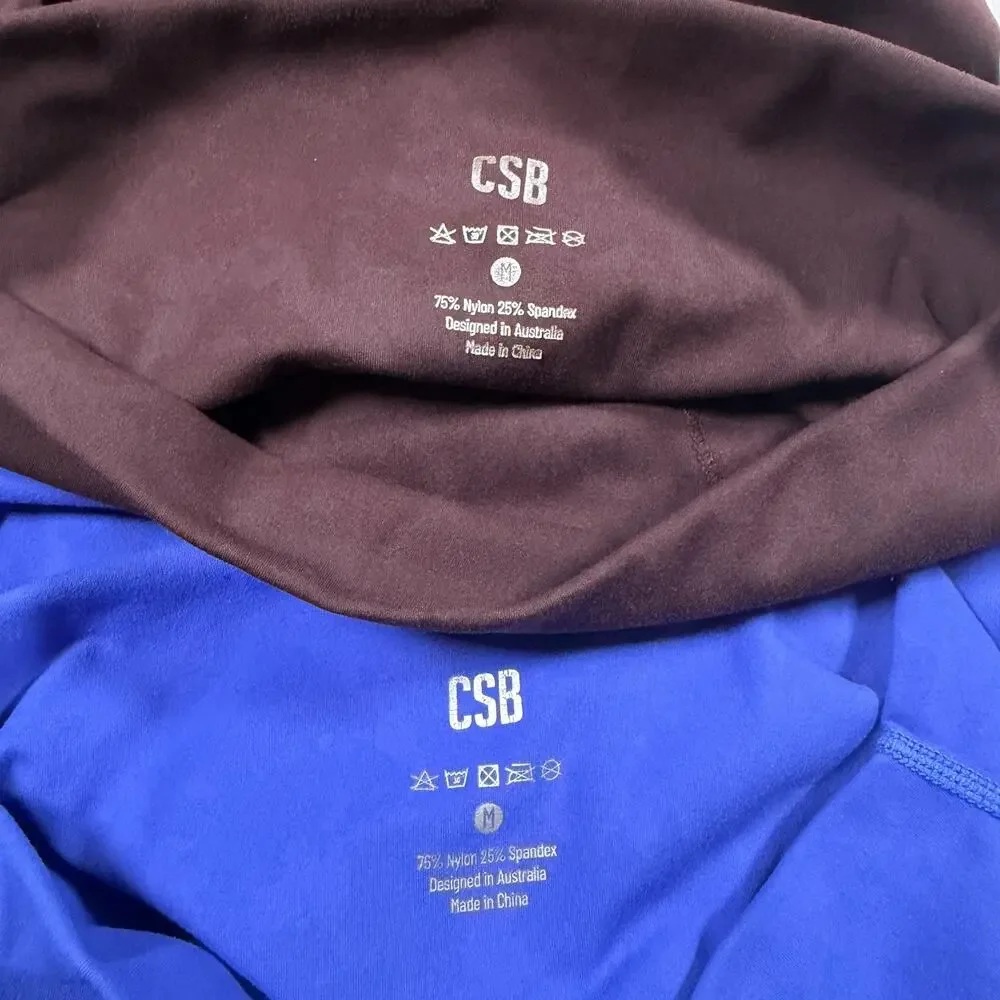 CSB Crop Shop Boutique Women's Medium Scrunch Leggings Blue Brown Lot Workout - Picture 13 of 15